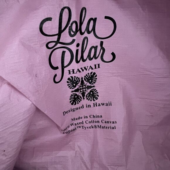 Lola Pilar Hawaii Tote Shoulder Bag Waxed Canvas Olive Pink Tyvek Lining YKK Zip - Picture 5 of 11